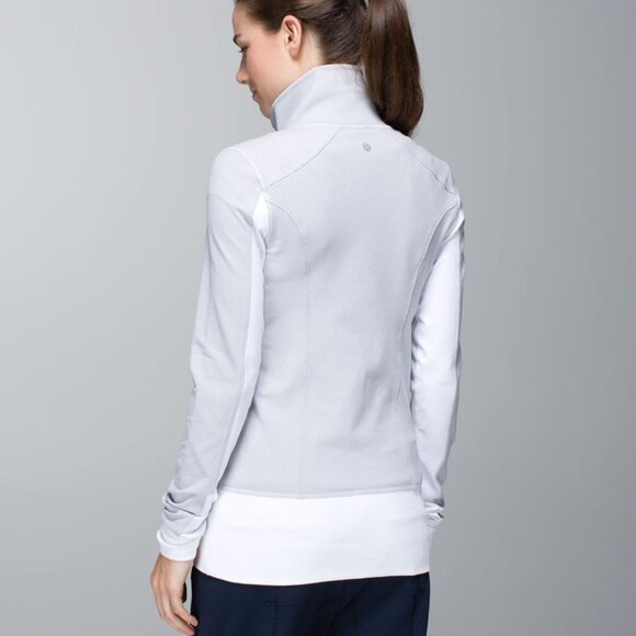 Lululemon | Nice Asana Jacket in Wee Stripe White Heathered Medium Grey / White - Picture 9 of 16